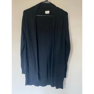 Dreamers by Debut Black Soft Open Front Sweater with Patch Pockets S/M
